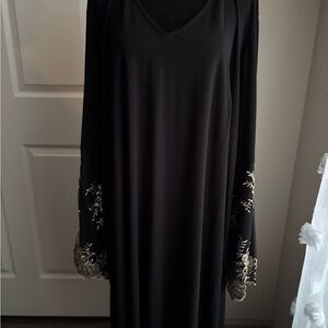 Elegant Black Dress with Gold Embroidery